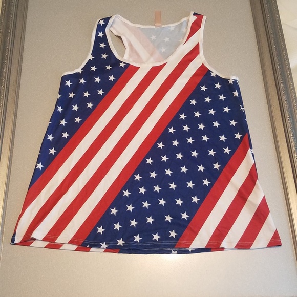 American Flag Racer-Back Tank Top Shirt sz L - Picture 2 of 7